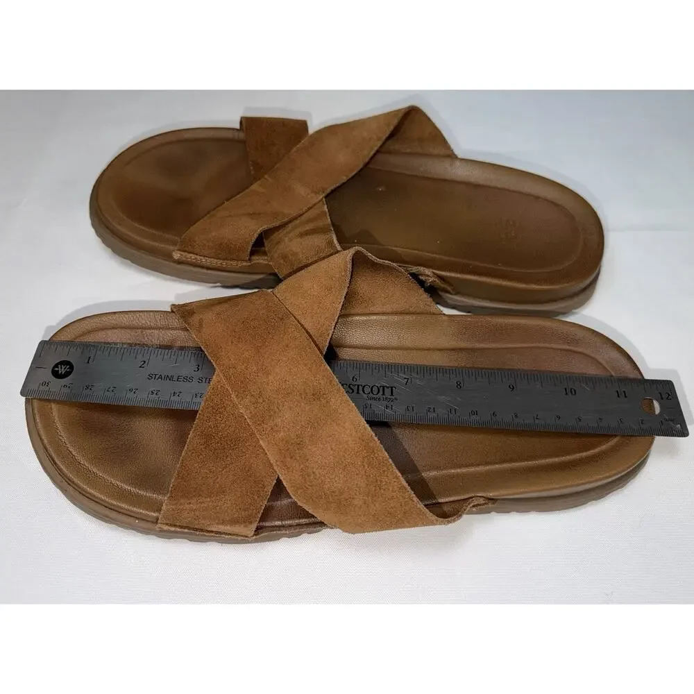 Ugg Wainscott Men’s Size 12 / EUR 46 Tan Suede Cross Strap Slides Sandals
